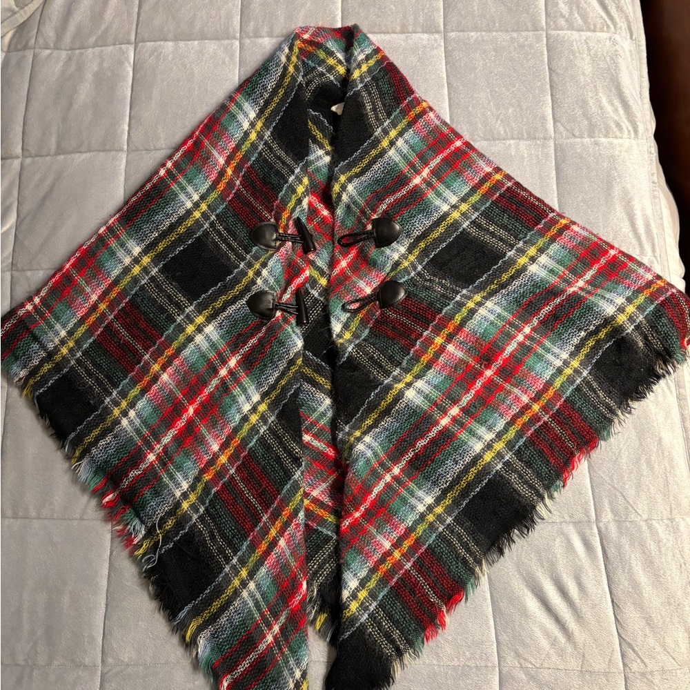 Plaid Toggle Poncho
